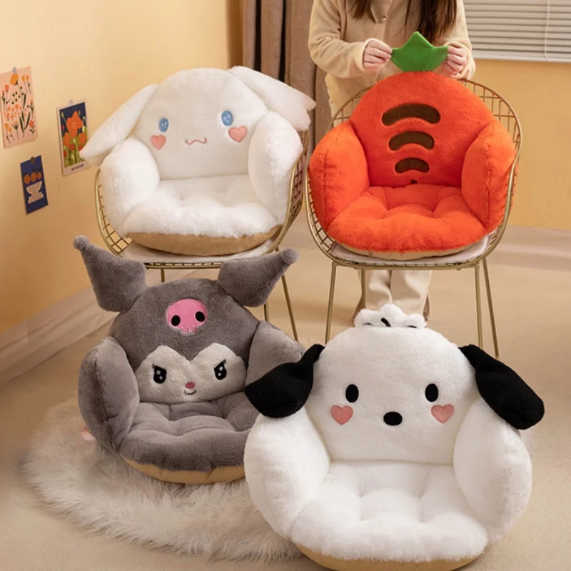 Backrest Sanrio Cinnamoroll Winter Cute Half Surrounded Black Kuromi Cushion Backrest Dormitory Office Non-Slip Chair Toys Gifts