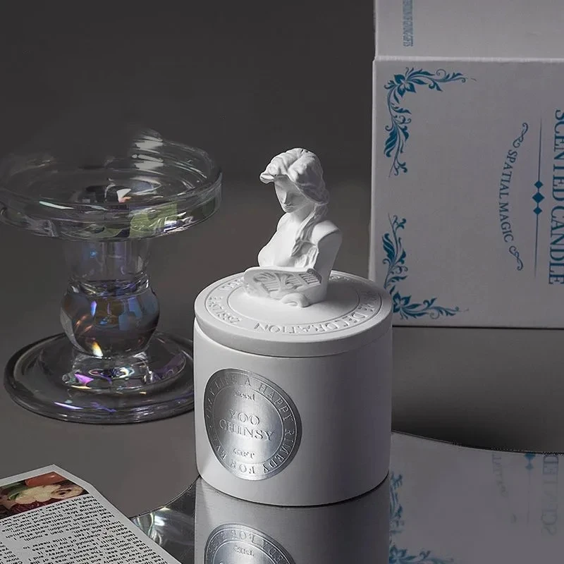 Statua Candela profumata Gesso Pietra Scultura Tazza Gesso Aroma Sirene Sculpt Vacanza Apollo Decorazioni della mitologia greca antica