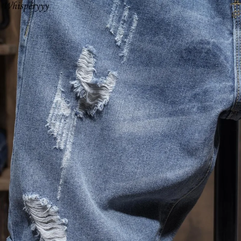 Ripped Denim Shorts Men Clothing Casual Five-quarter Pants Fashion Cargo Baggy Male Summer Thin Pockets Five-point Breeches