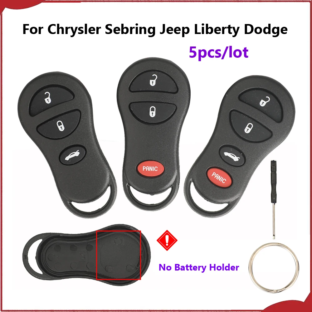 Jingyuqin New 5pcs 3/4 Buttons Smart Remote Key Case For Chrysler Sebring Jeep Liberty Dodge Transmitter Without Battery Holder