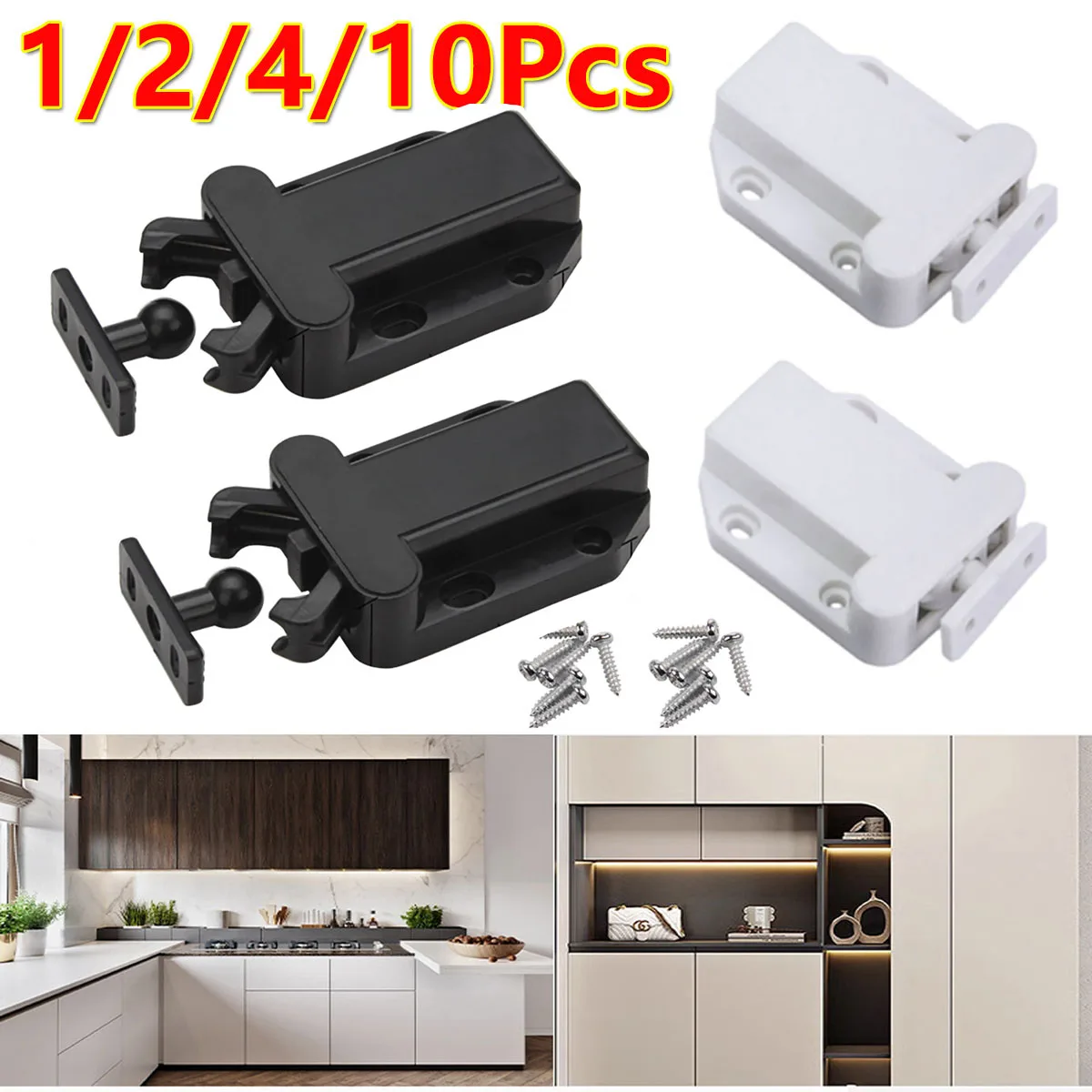 

1/2/4/10Pcs Cabinet Catches Latch Magnetic Door Drawer Cabinet Catch Push Latch Push To Open Touch Cupboard Door Closet Release