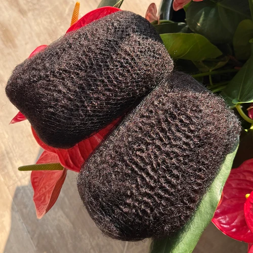 Imagen 2 del producto Afro rizado 50 g/paquete Color Natural a granel cabello humano Remy paquete de cabello de ganchillo para extensiones de cabello trenzado sin trama