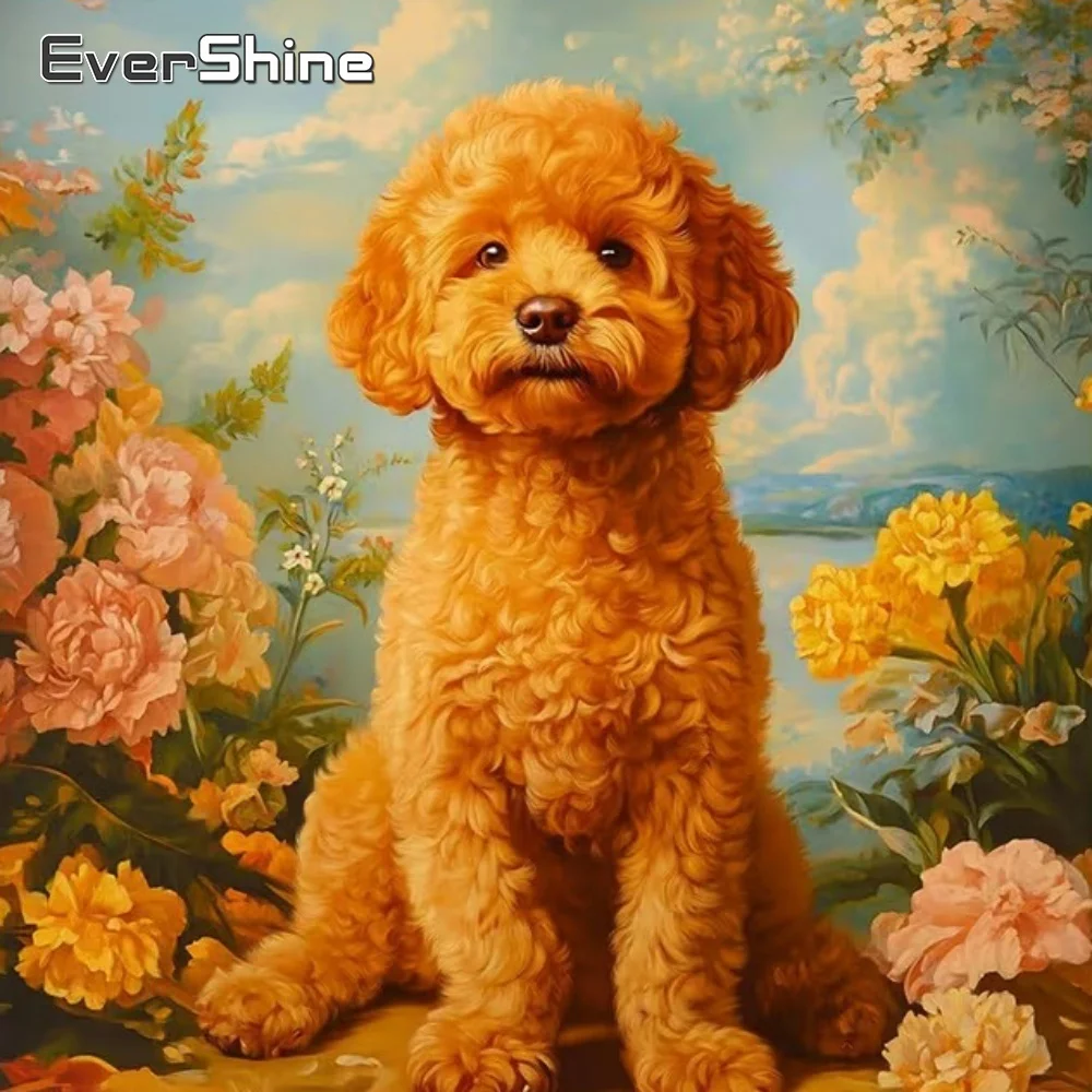 EverShine Diamant-Mosaik Hunde-Tierbild aus Strass-Steinen Set Stickerei DIY Neuerscheinung Diamantmalerei Blumen Handgemachtes Geschenk