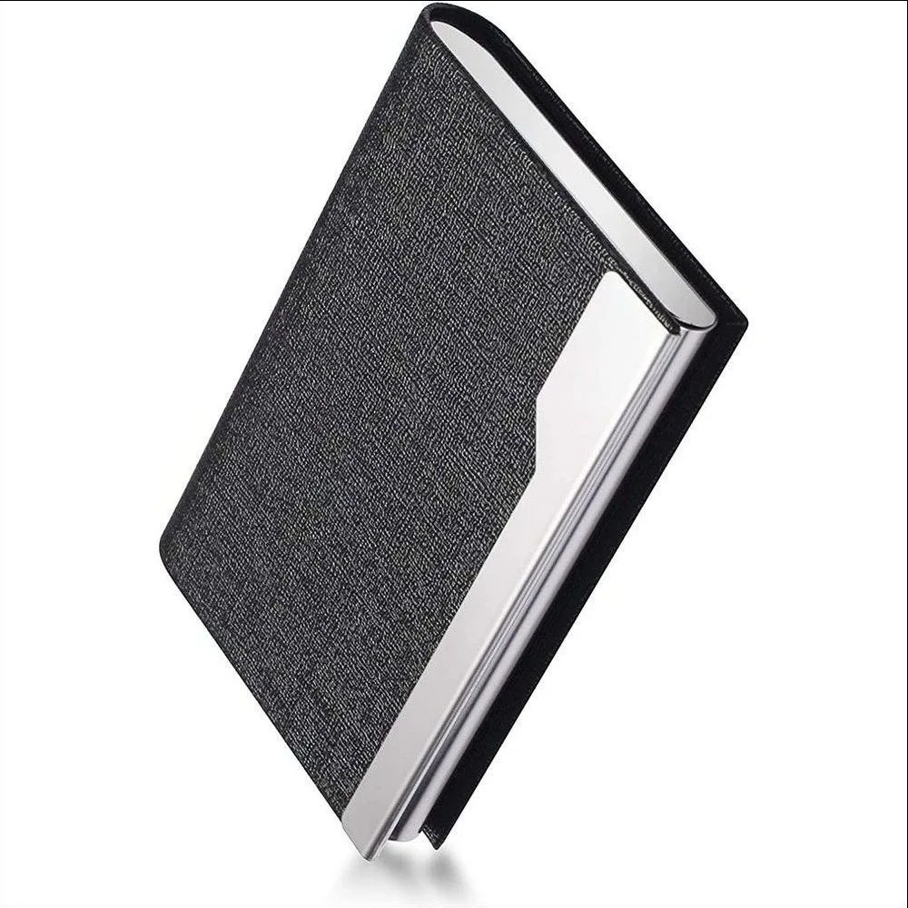 Stainless Steel PU Leather Business Card Holder, Metal Fashion Creative Leather Business Card Box, Gift