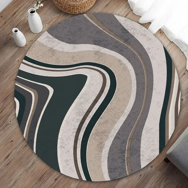 Retro Clock Round Carpet For Living Room Abstract Modern Style Carpet Bedroom Decor Home Anti-Slip Soft Area Floor Rug Chair Mat