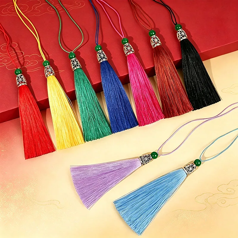 10/20Pcs 9CM Chinese Style Silk Tassels with Jade Bead Cap for Bookmark Jewelry Making DIY Craft Earring Keychain Bag Charm