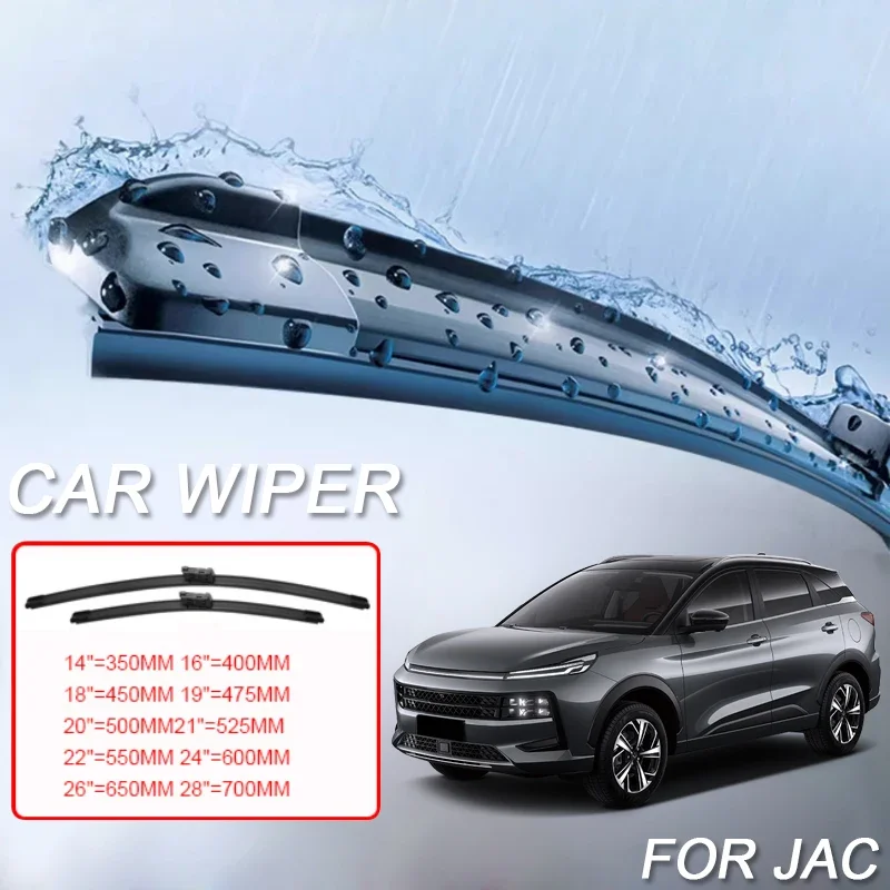 

For JAC E10X E30X J7 JS8 X8 PLUS Sei4 Pro JS4 Sei6 Pro JS6 Sei7 Pro JS7 T6 T8 T9 Hunter 2PCS Car Blade Windshield Rubber Wiper