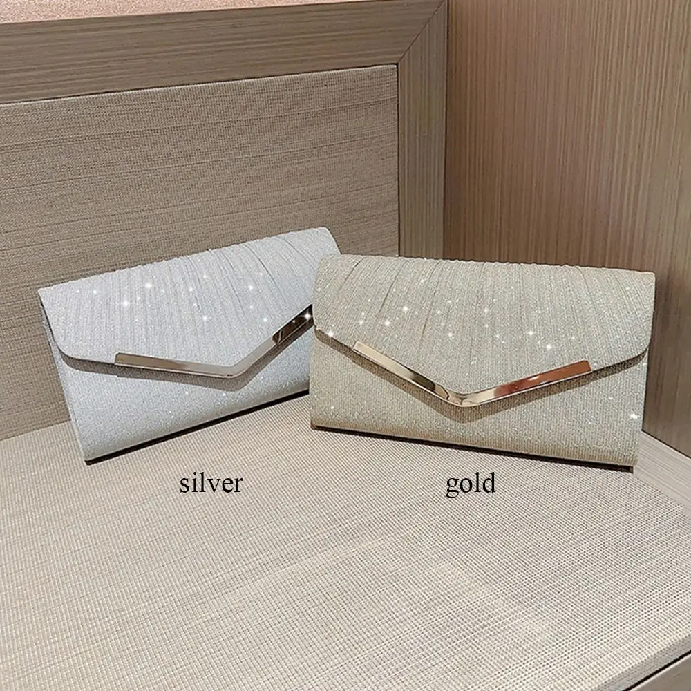 Gold Silver Evening Bag Women Elegant Fashion Banquet Clutch Chain Shoulder Bags Luxury Purse Female Wedding Party Bags