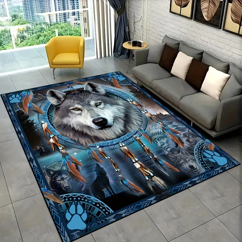 Area Rug Wolf Pattern Carpet Home Decor, Featuring A Non-Slip Surface for Hallways, Bathrooms, Indoor Living Spaces Like Bedroom