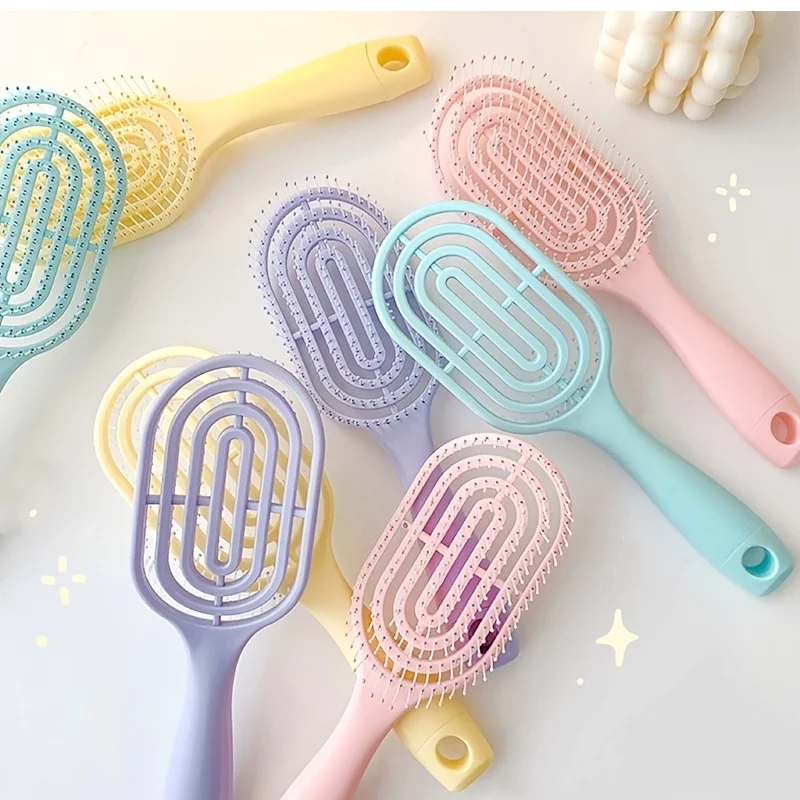 Straight hair styling comb hollow rib comb Huizi shaped hairdressing comb massage long handle comb wet and dry dual use comb flu