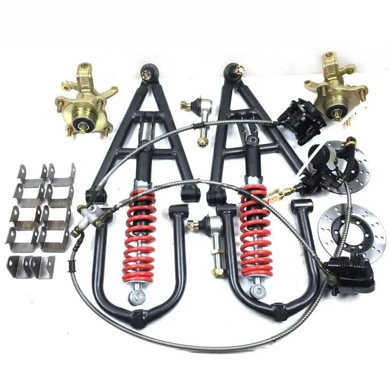 Go Kart Karting Four Wheel Spindles Knuckles ATV Front Suspension Shock Absorbers Swingarms With 110/10MM Wheel Flange Sitting