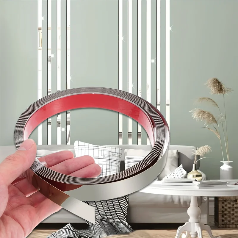

Background Wall Stainless Steel Decorative Strips No Drilling Self-Adhesive Metal Flat Strip Home Decoration Accessories 10mmx6m