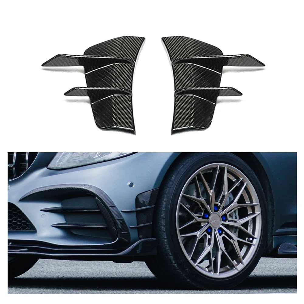 Front Bumper Canards Spoilers Compatible with Mercedes-Benz AMG C43 W205 Dry Carbon Fiber