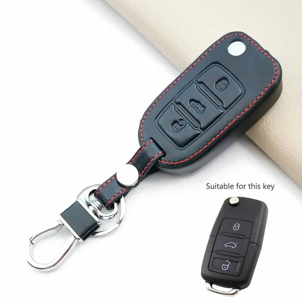 For VW Volkswagen Golf 7 MK7 Tiguan MK2 For SEAT Ateca Leon FR 2 Ibiza For Skoda Octavia A7 Hot Sale Leather Car Key Case Cover