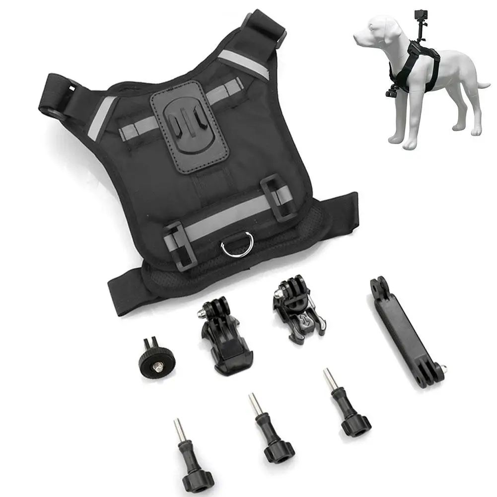 Soporte para Arnés de Perro para Cámaras GoPro Hero, DJI Action e Insta 360, Soporte de Vista Dual para Dos Cámaras, Ajustable y Suave, para Perros de Talla S-L