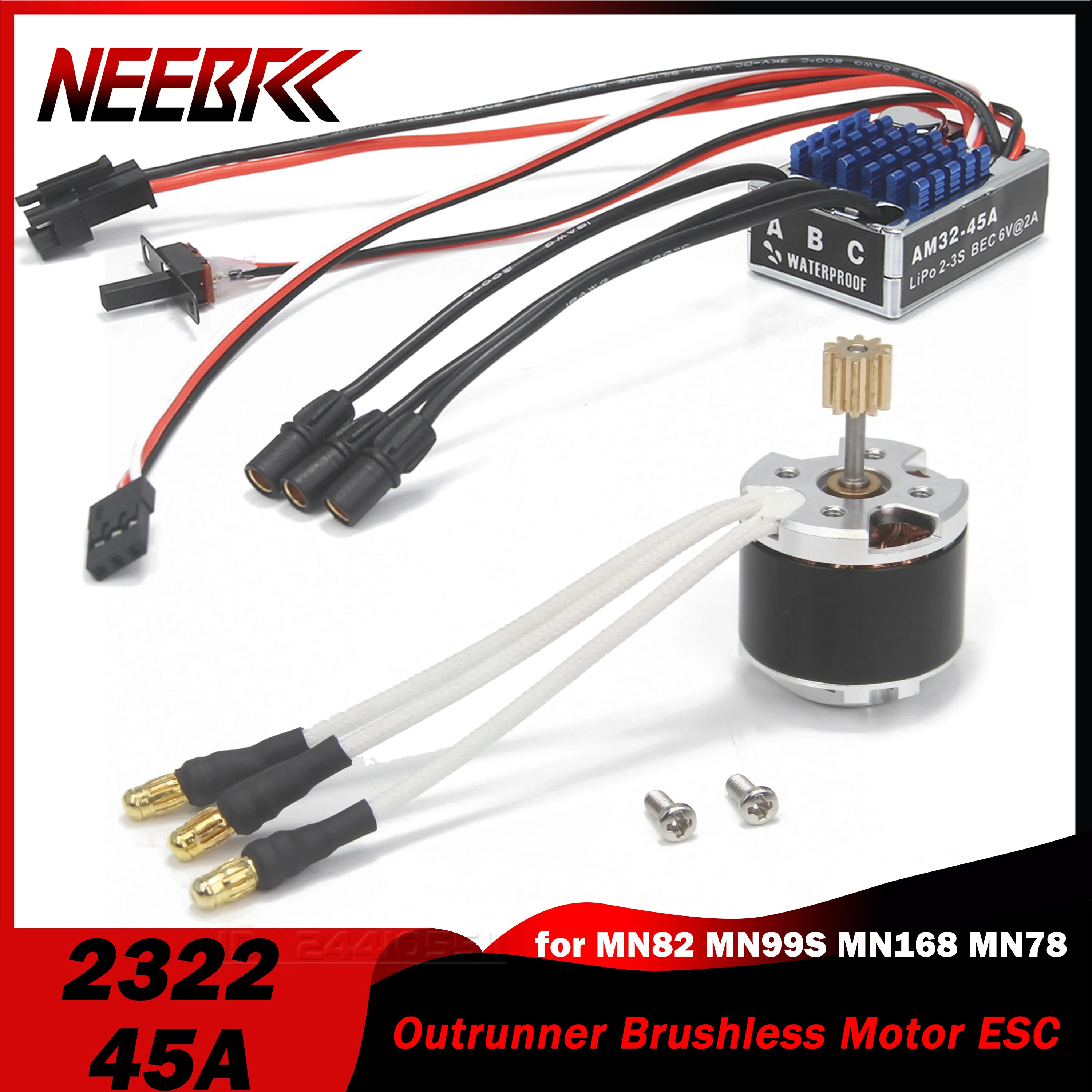 NEEBRC 2322 2600KV RC Outrunner Brushless Motor 5.5-9V 45A ESC BEC for MN82 MN99S MN168 MN78 Crawler Off Road Model Car Climbing