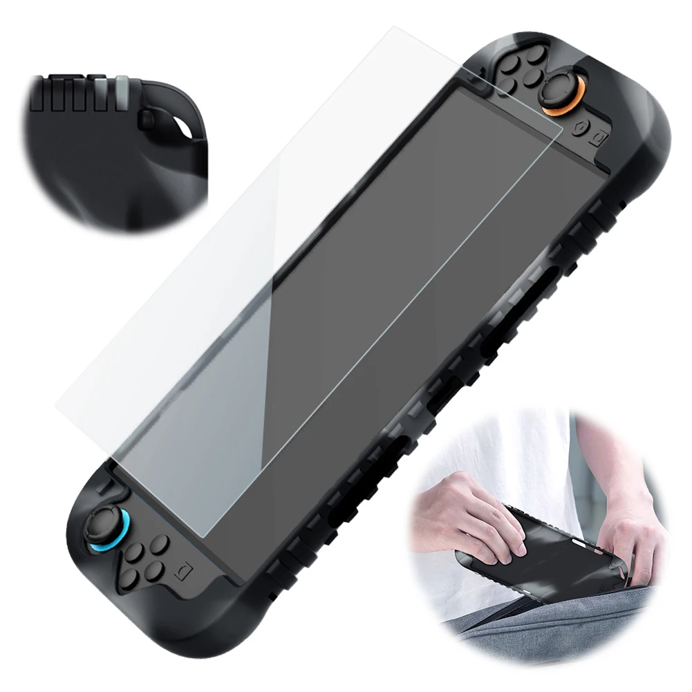 Capa de Silicone Protetora com Protetor de Tela de Vidro Temperado para Console de Jogos Switch 2