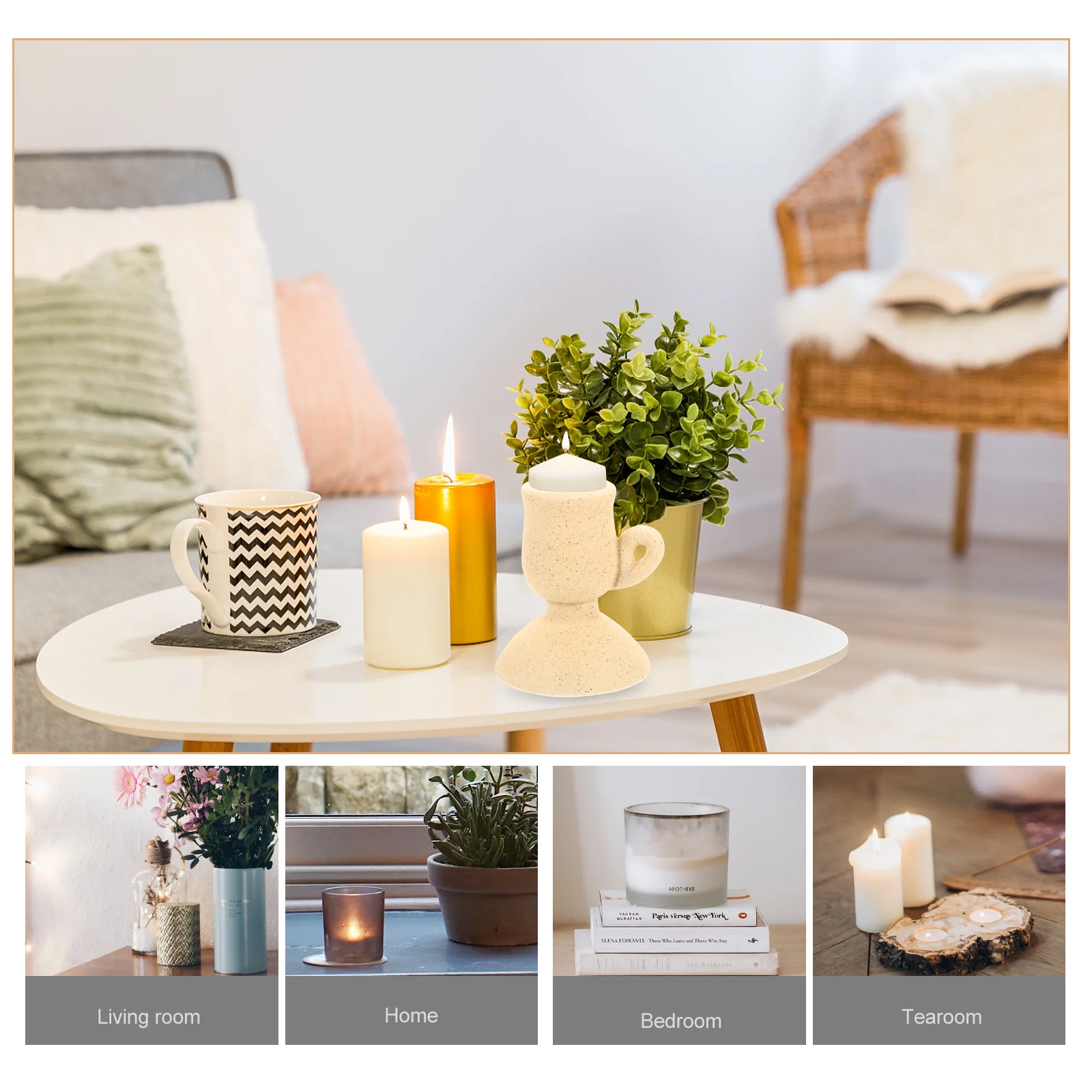 

Ceramic Holder Exquisite Compact Design for Banquet Party Home Table Display Ceramic Candlestick