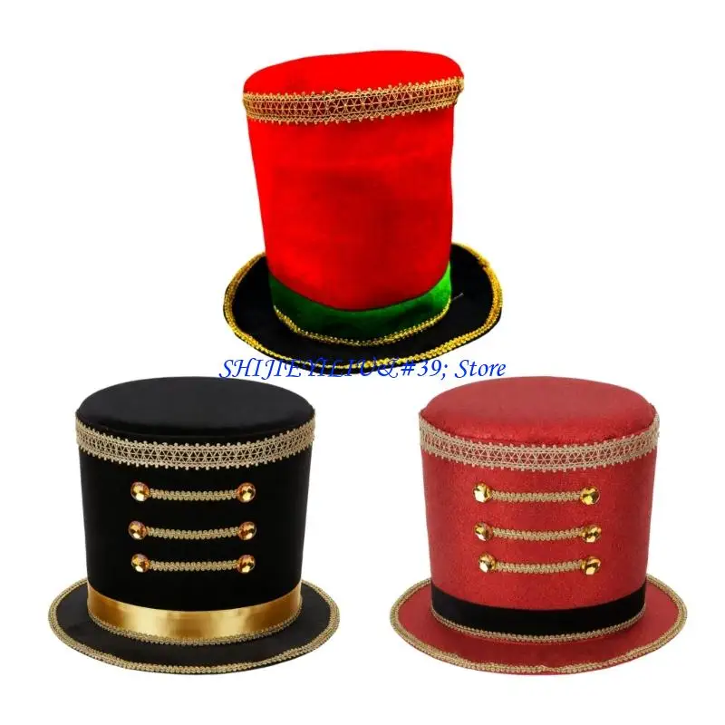 E21F Elegant Majorette Cap For Christmas Parades Adult Size Adjustable Headwear