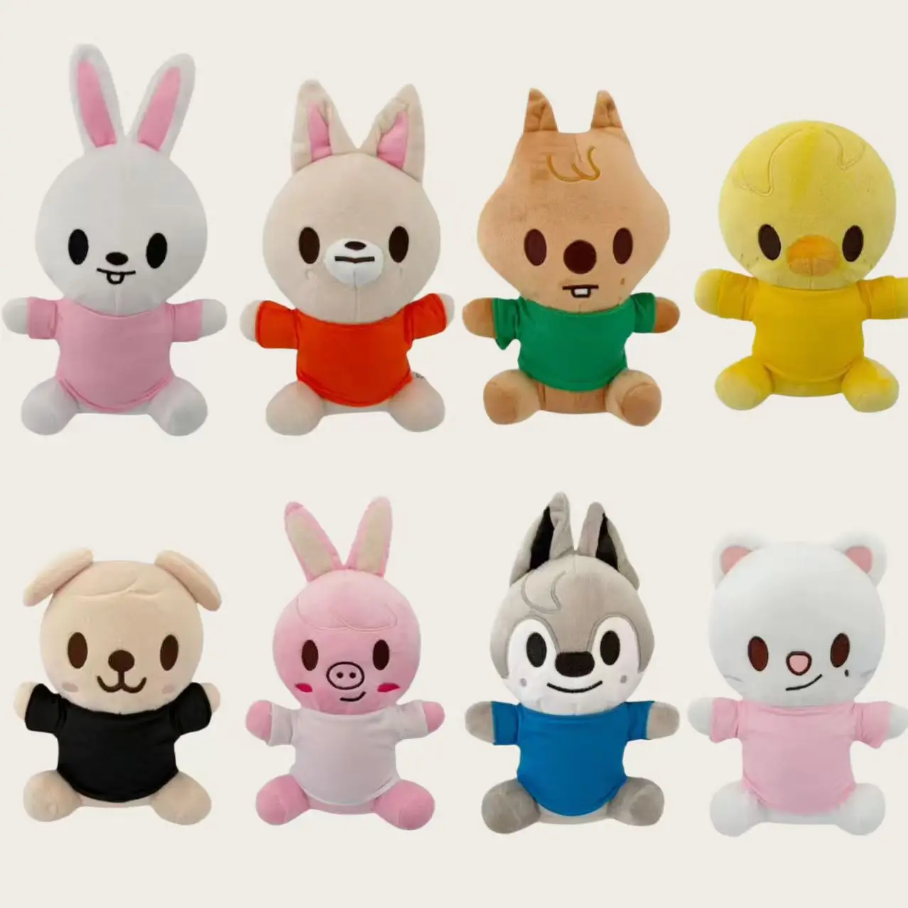 Cute Mixed Animal Plush Doll Series Rabbit Dog Duck Wolf Bear Squirrel Pig Stuffed Toy Kawaii Cartoon Plushies Home Decor Collec