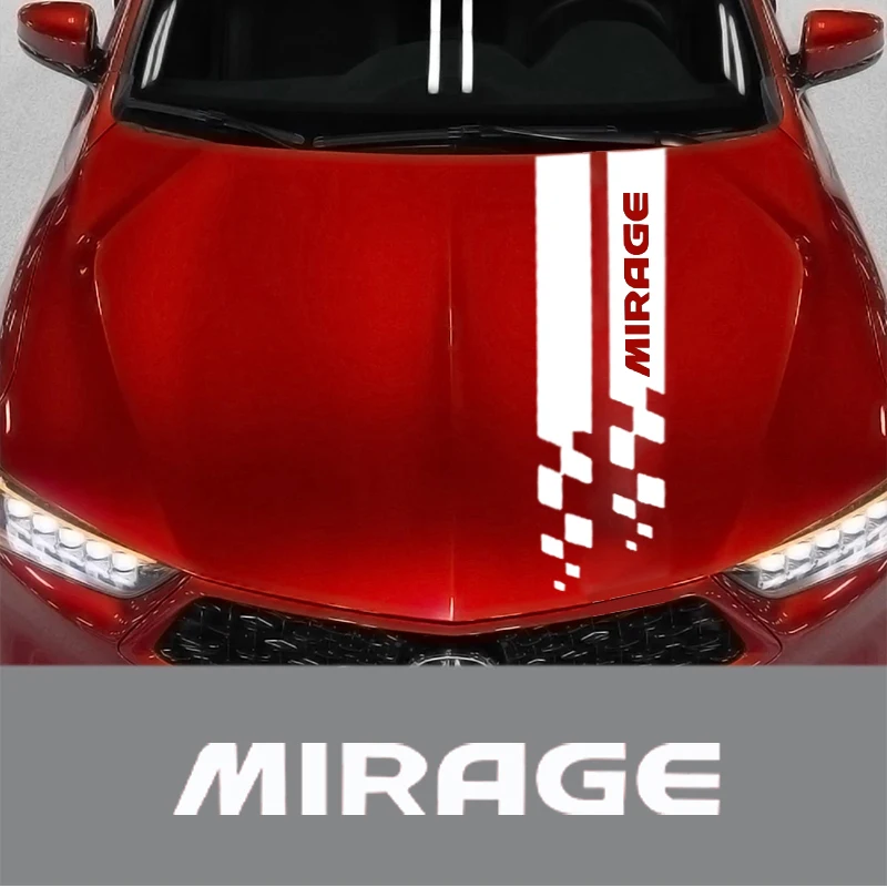 For Mitsubishi MIRAGE Car Hood Cover Trim Sticker Auto Vinyl Film Decal Automobile Tuning Accessories Multiple Styles Available