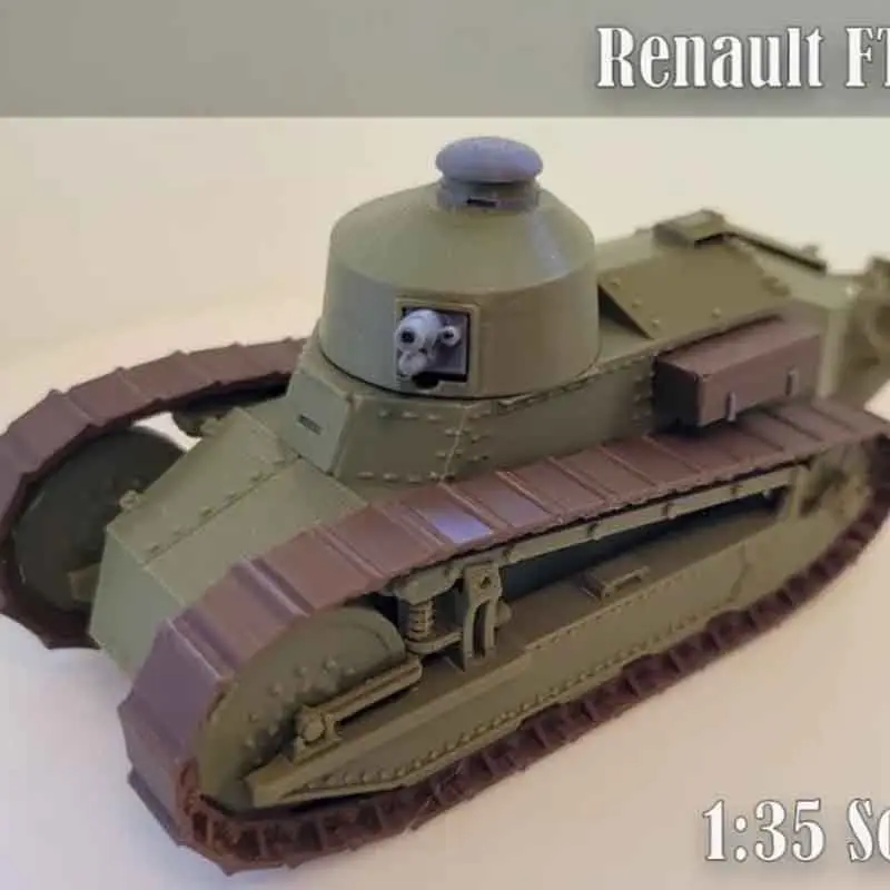 3D Printed Renault FT-17 Tank Model, 1:35 Scale French Light Tank, Military Collectible Display Ornament Gift for Men