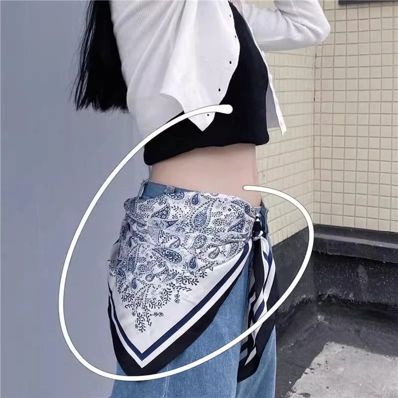 وشاح 100% الحرير أوشحة مربعة النساء الساتان الفاخرة سيدة باندانا طباعة وشاح عصابة رأس شال الشعر التفاف منديل