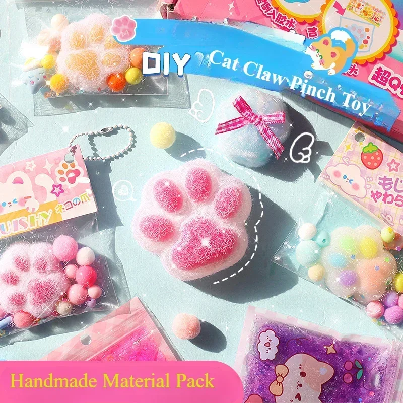 Large DIY Pinch Toy Handmade Material Pack Squishy Squeeze diy Set Soft Rubber Cat Claw Gift for Girls