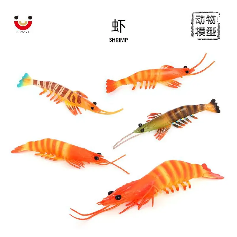 Simulation marine animal model shrimp sea creature monodon prawn red shrimp solid ornament children's cognitive toys