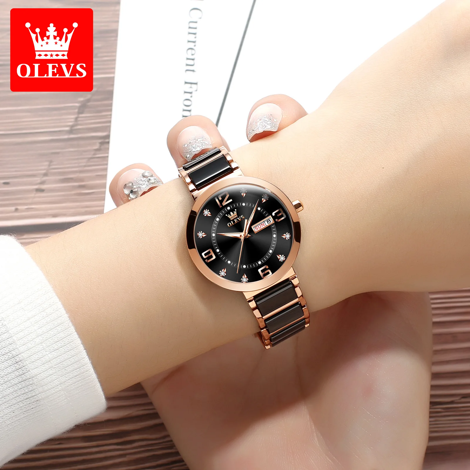 OLEVS Original Elegant Waterproof Watch for Women Luxury Ceramic Watches for Women High Quality Fashion Casual Lady Wrist Watch