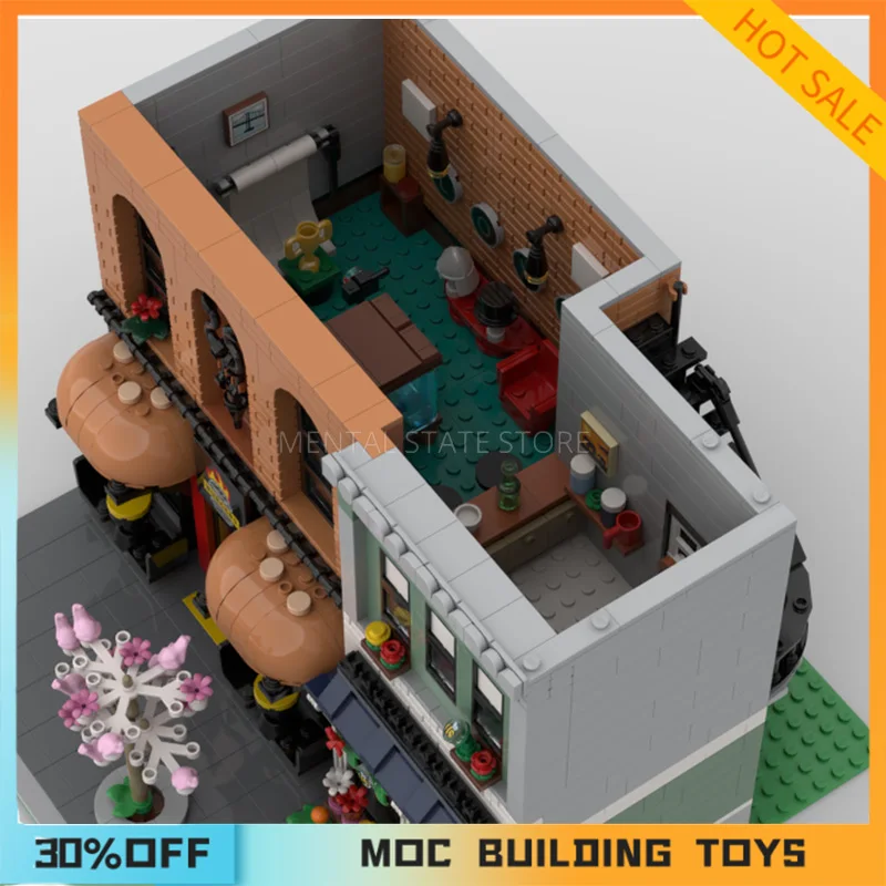 Personalizado MOC Modular Burger House e Florista Blocos de Construção, Tecnologia Bricks, DIY Criativo Montagem Brinquedos, Presentes de Férias, 2208Pcs