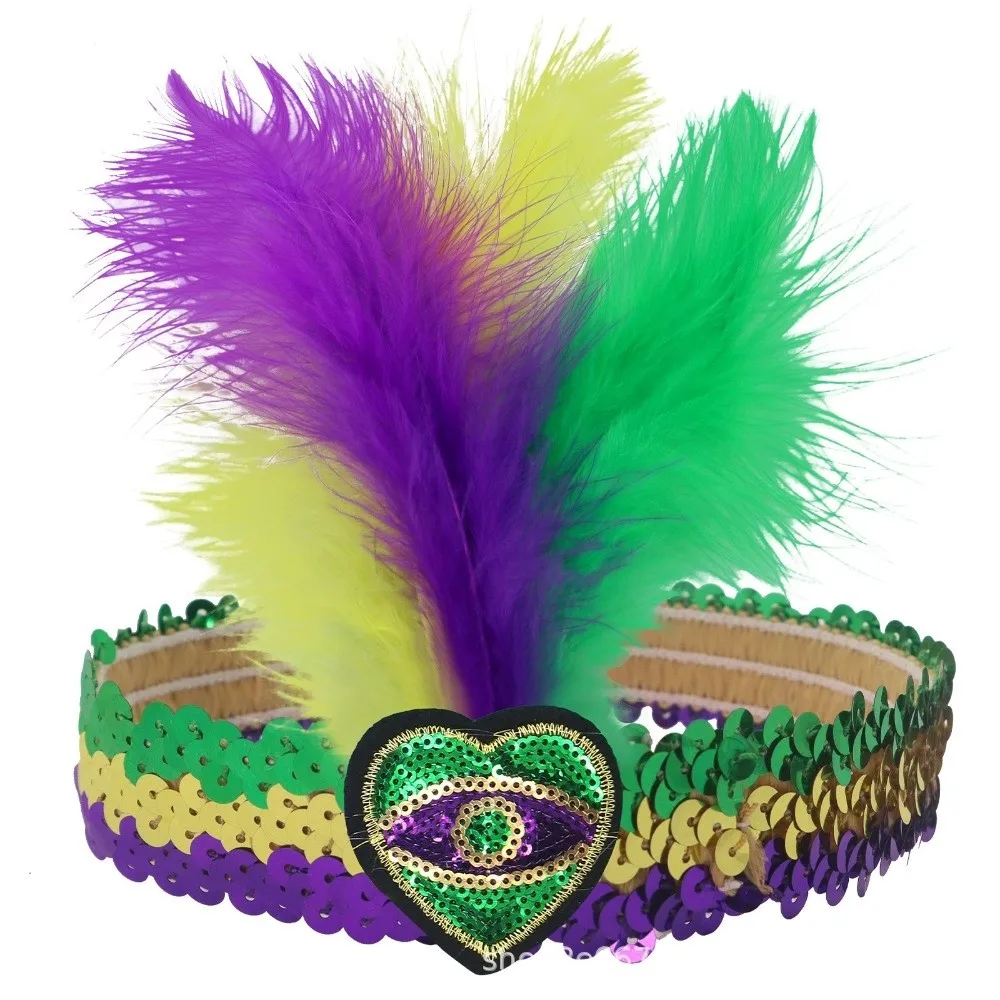 Fashion Colorful Feather Headpiece Brazilian Carnival Stage Performance Feather Headband Decorative Hair Band Carnival Events