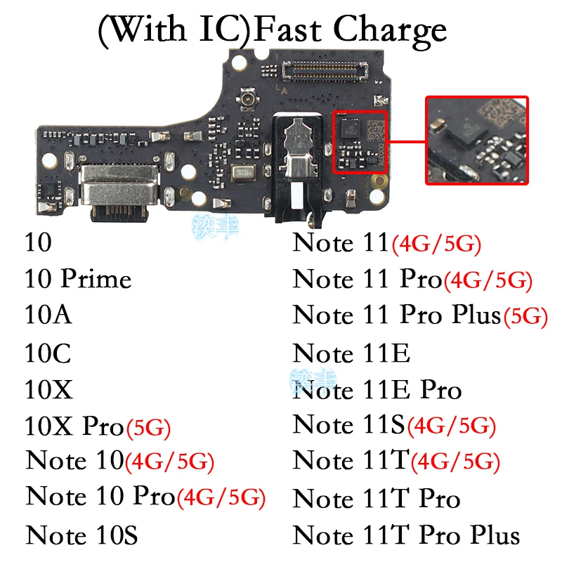 Usb Dock Charger Connector for Xiaomi Redmi Note 11 11S 11E 10 10C 10X 10T 11T Prime Pro Plus + 4G 5G Charging Board Flex Ports