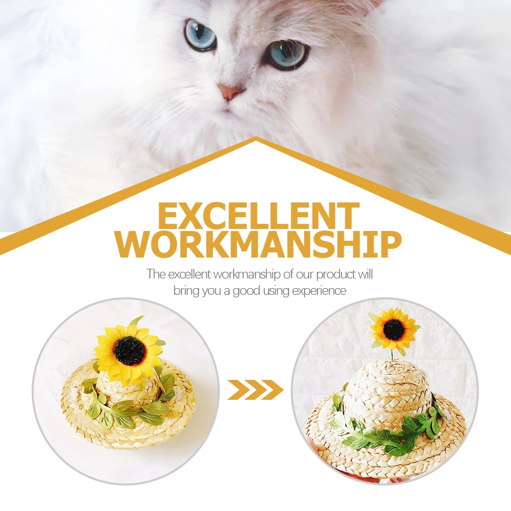 

Sunflower Dog Hat Photo Prop Party Favor Stylish Pet Costume Pet Dress Up Headdress Hats Puppy Hat Dog Accessories