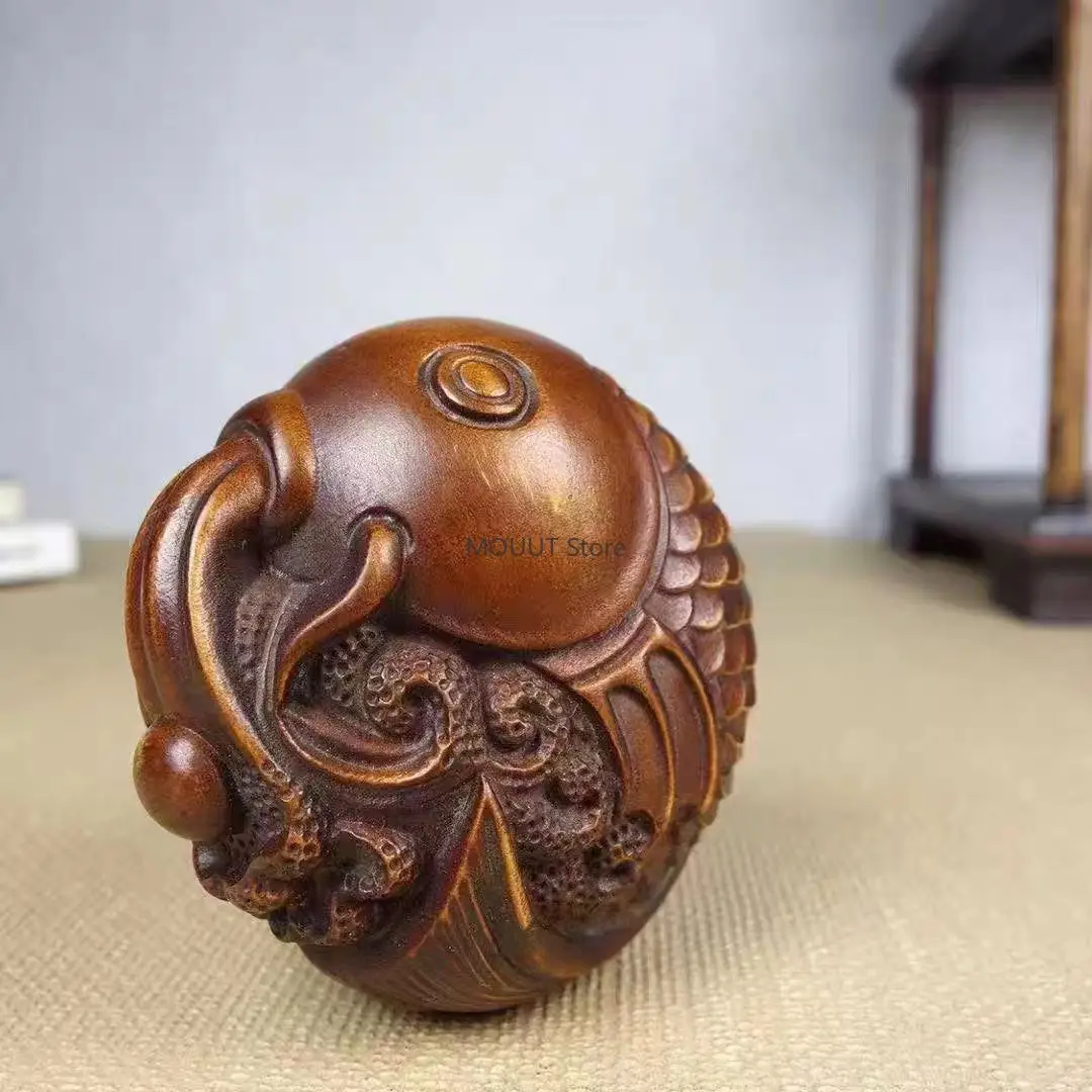 Boxwood Carved Ornament-Creative Handheld Piece Pendant Wooden Wenwan Craft Symbolizing 