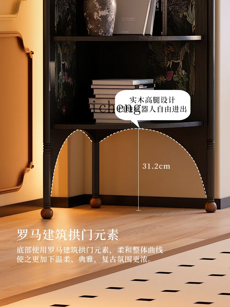 

Cabinet French Retro Living Room Corner Solid Wood Corner Cabinet Bookshelf