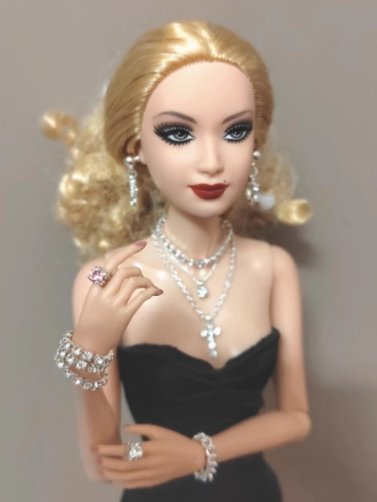 Bjd boneca jóias de luxo bjd 1/6 miniatura strass brincos colar anel boneca decorada com boneca jóias acessórios