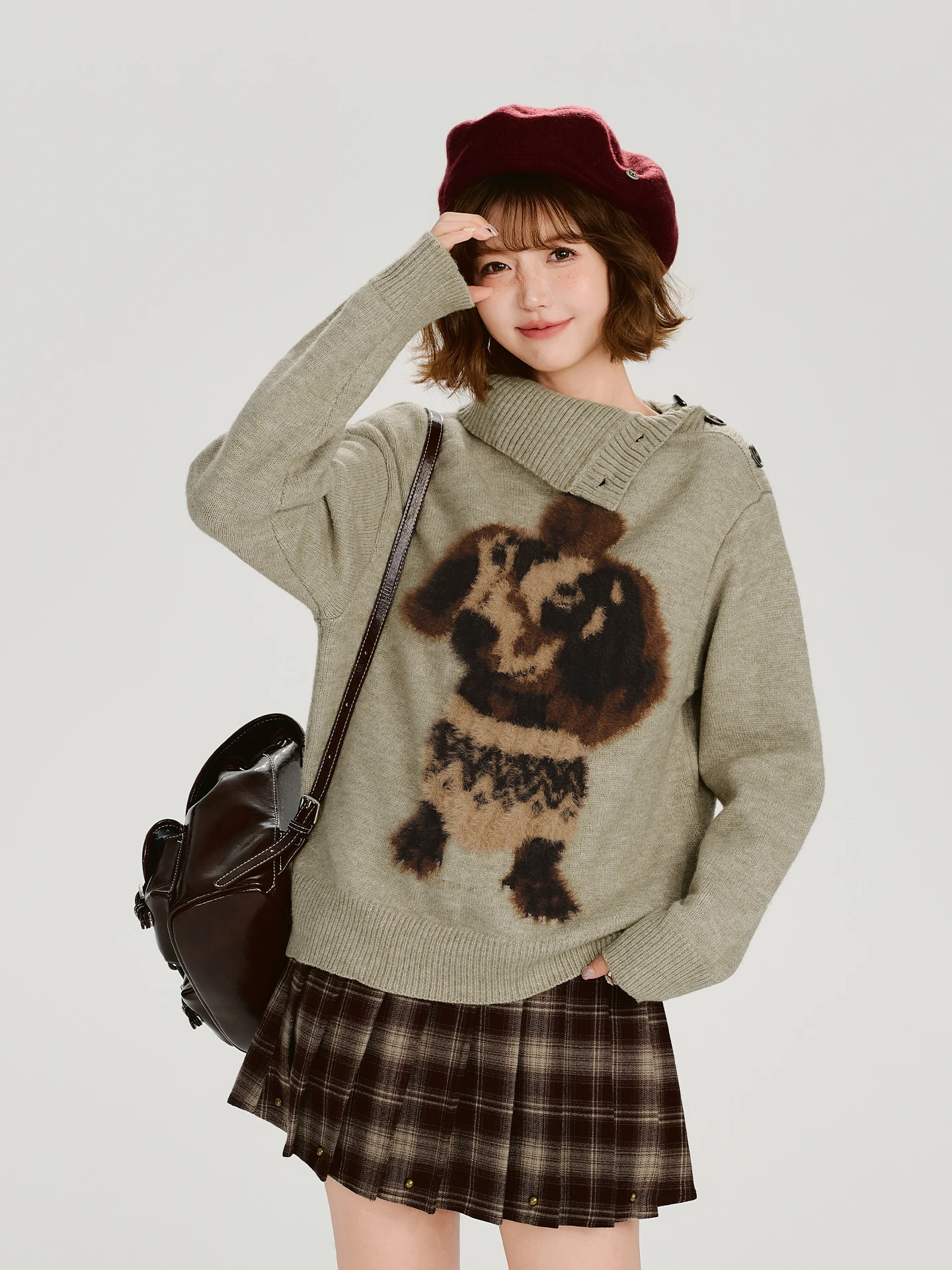 

Женский вязаный свитер в американском ретро-стиле, новинка зимы, утепленный, свободного кроя, повседневный, с длинными рукавами, теплый, с подогревом