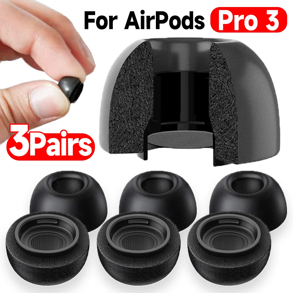 Embouts en mousse à mémoire de forme pour AirPods Pro 3, embouts en éponge douce antidérapants, coussinets d'oreille S/M/L, embouts de remplacement pour AirPods Pro3