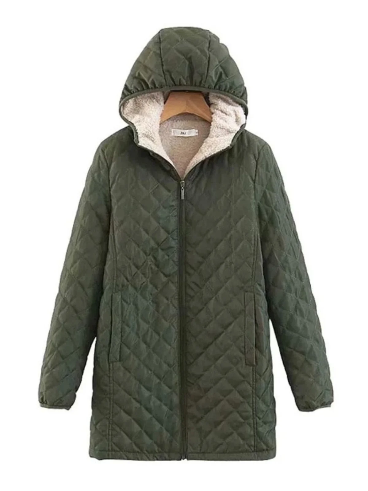 

Свободный крой с капюшоном на молнии Jaet Color Женское уличное длинное пальто све Regular Length Pure Color Повседневная верхняя одежда