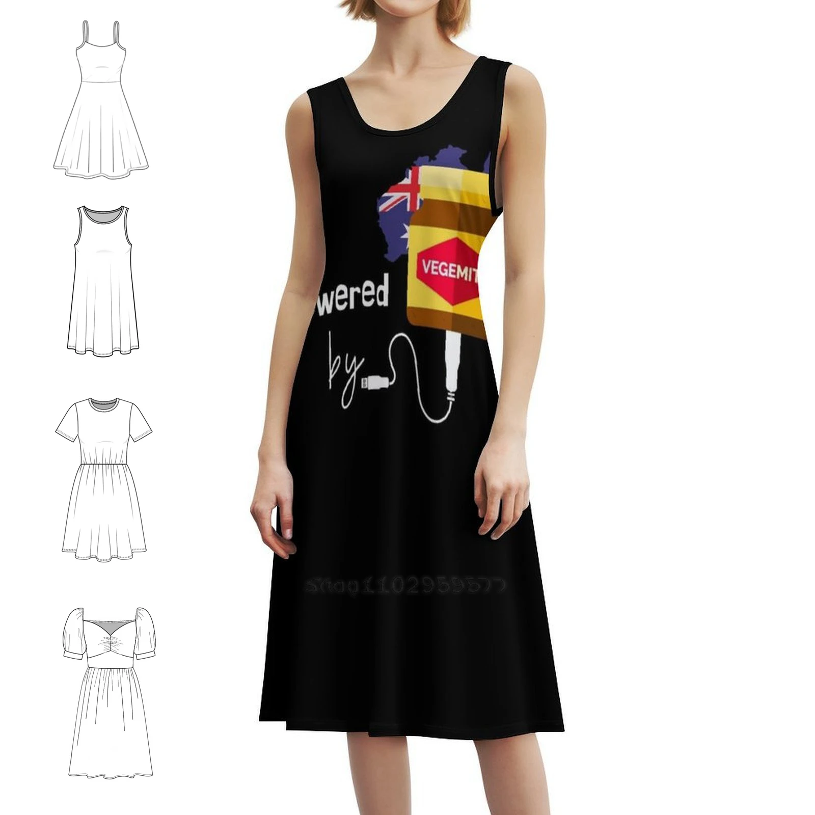 

Powered By Vegemite, женское уличное платье в стиле хип-хоп с графическим принтом, вечерняя клубная одежда, австралийское забавное австралийское платье для