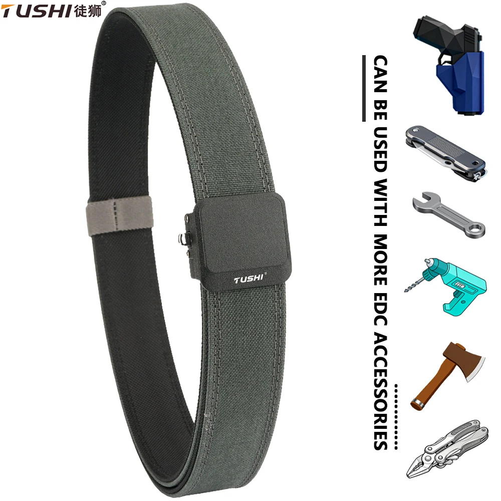 TUSHI Men Belt  Army Outdoor Hunting Hard Tactical Belt for Men Multi Function Combat Survival Canvas Girdle IPSC Accessories