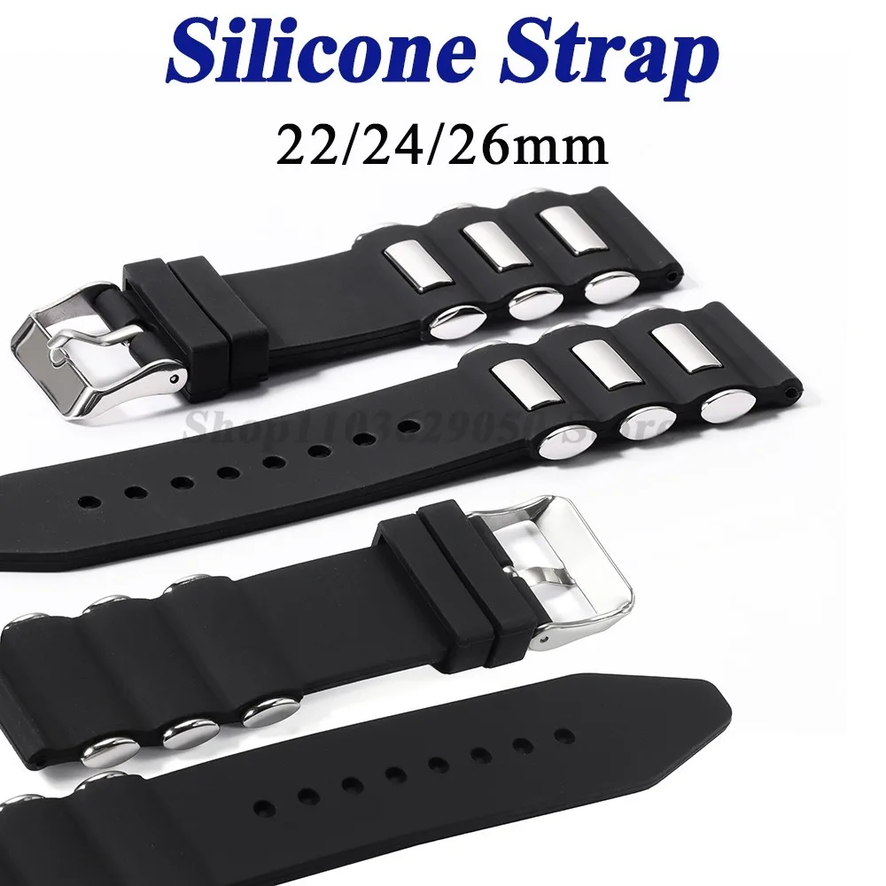 22mm 24mm 26mm Silicone Watch Strap for Samsung Galaxy Watch 46mm for Huawei Watch GT2/3 Waterproof Sports Steel Men Watchband