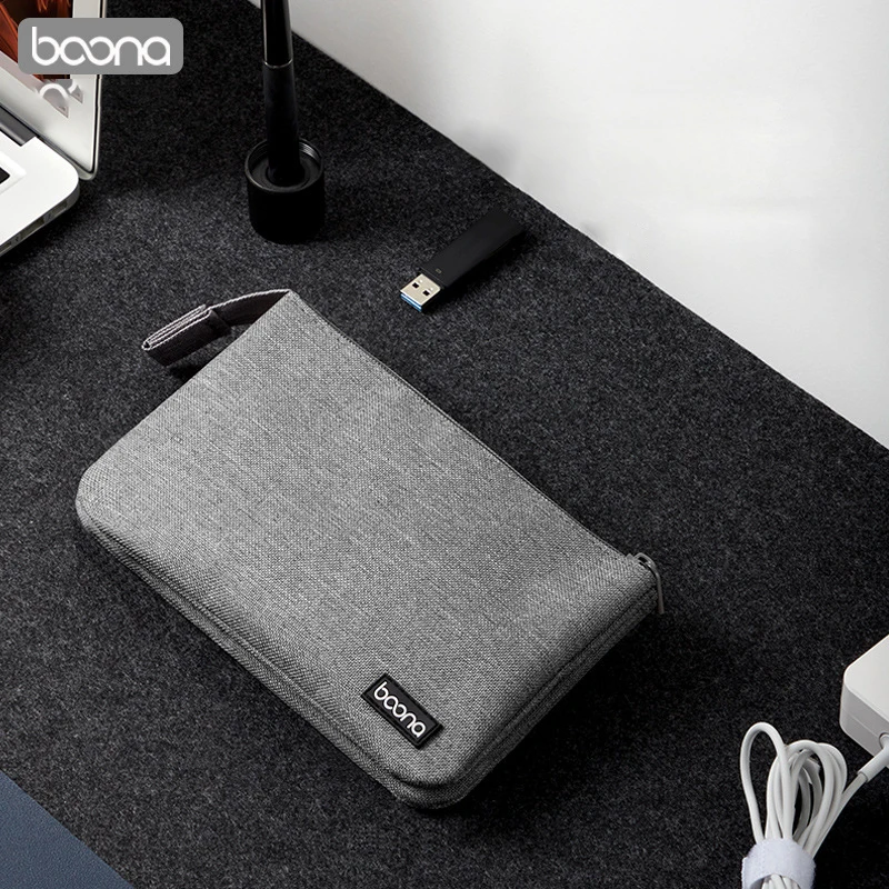 BOONA Dual Multifunctional Digital Accessory Storage Bag Electronic Accessories Organizer Pouch for Apple Power Supply Mouse view 5