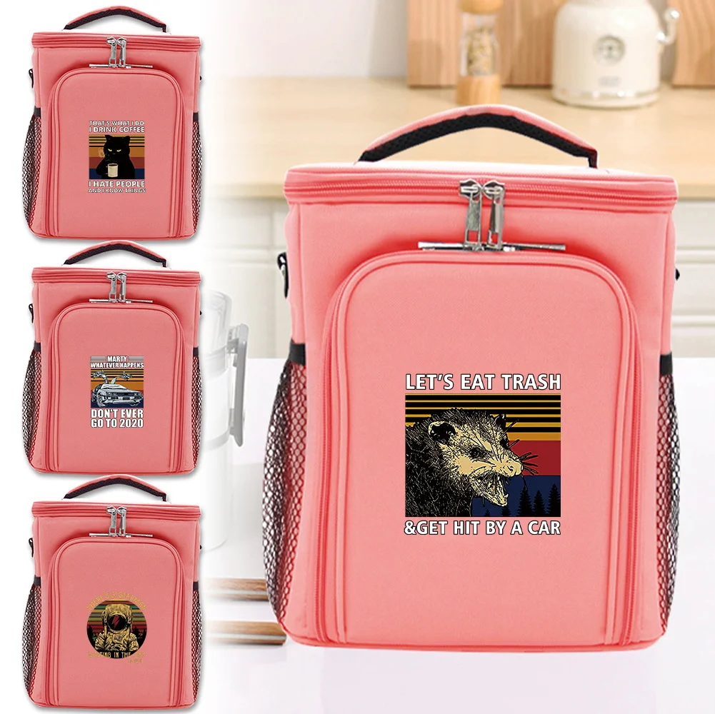 

Ice Box Insulated Pew Printing Series Pink Large Capacity Picnic Bag Family Outdoor Activities Food Storage Refrigerated Bag