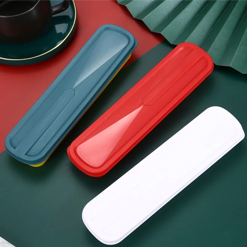 1pc Solid Color Cutlery Box Empty Box Student Portable Tableware Box Chopsticks Spoons Forks Box Outdoor Tableware Storage Box