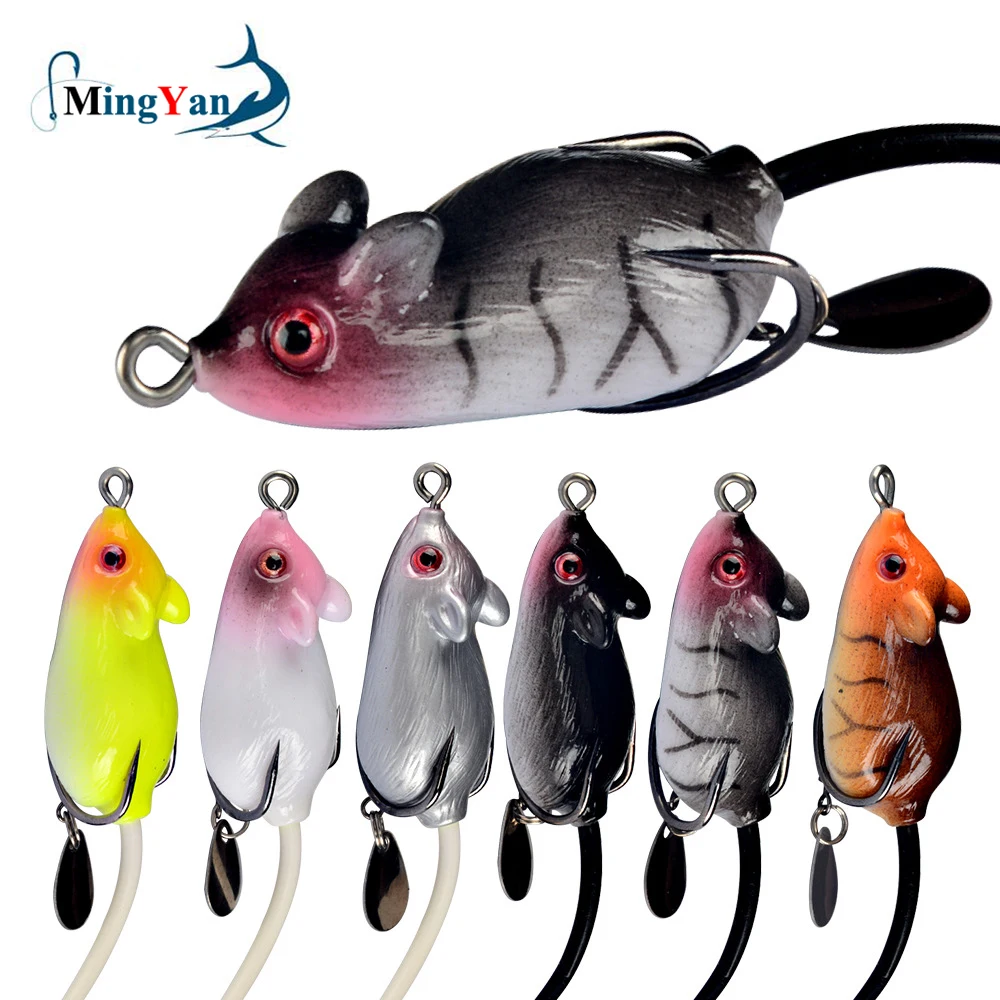 1Pcs Topwater Soft Mouse Bait Fishing Lures 5.5cm 10.5g Treble Hooks Ray Frog Crankbait Artificial Bait Bass Pike Fishing Tackle