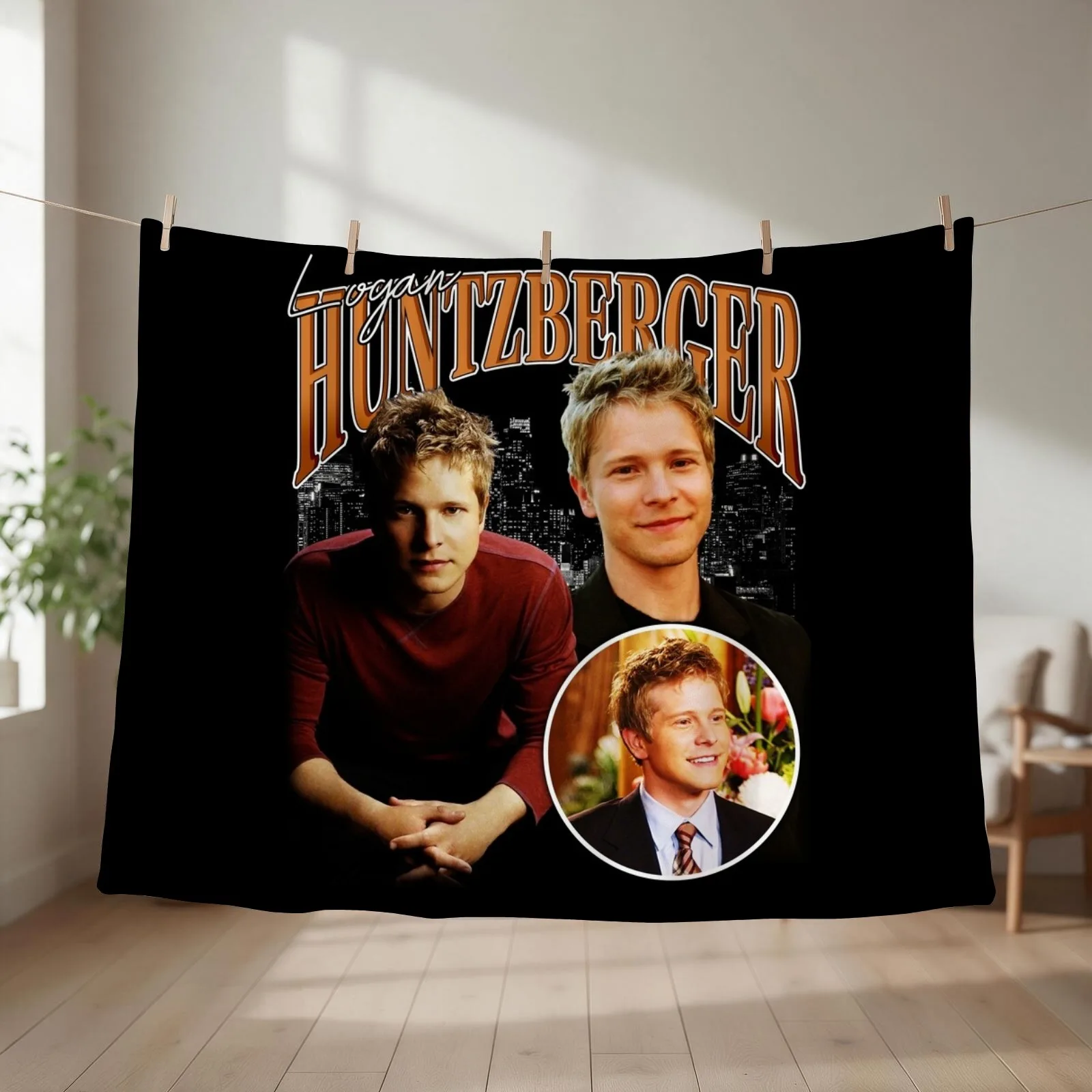 Logan Huntzberger Signature Vintage Retro Bootleg Rap Style Throw Blanket couch cozy soft plush fuzzy picnic outdoor blanket