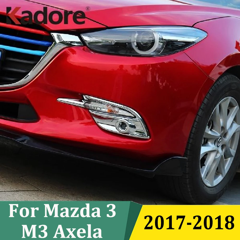 

For Mazda 3 M3 Axela 2017 2018 Chrome Front Foglight Lamp Cover Head Foglamp Bezel Trims Exterior Car Sticker Accessories