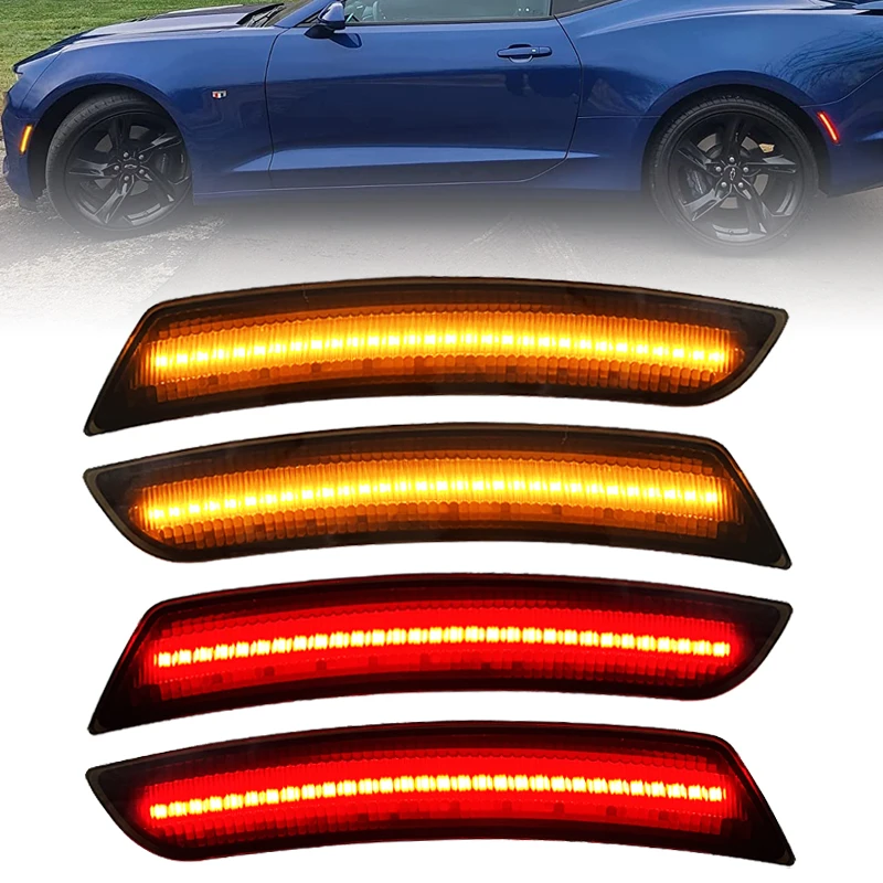 Fit For Chevrolet Camaro 2016-2023 przydymione soczewki światła obrysowe LED reflektory lampa bursztynowa przednia czerwona tylna boczna Fender